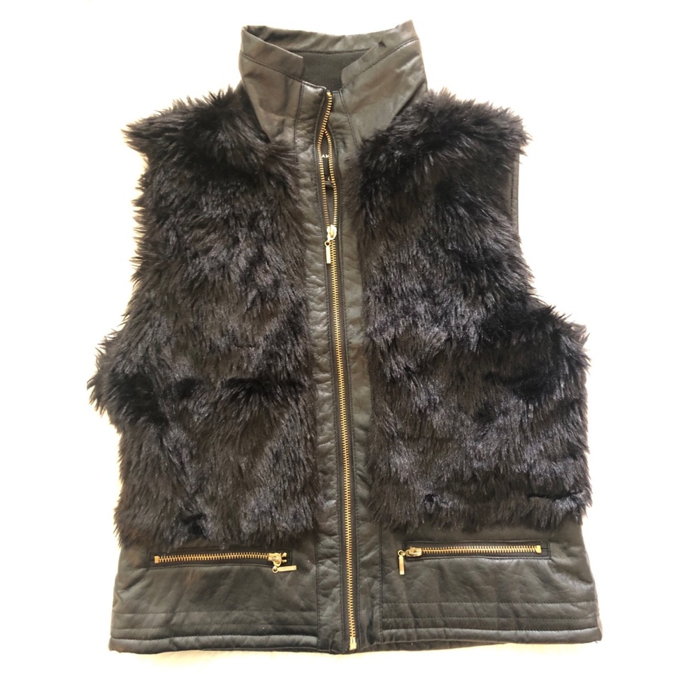Rampage Faux Leather Faux Fur Vest- Large